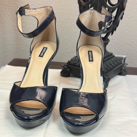 Alex Marie Navy Patent Leather 4 inch Heels - Picture 2 of 12